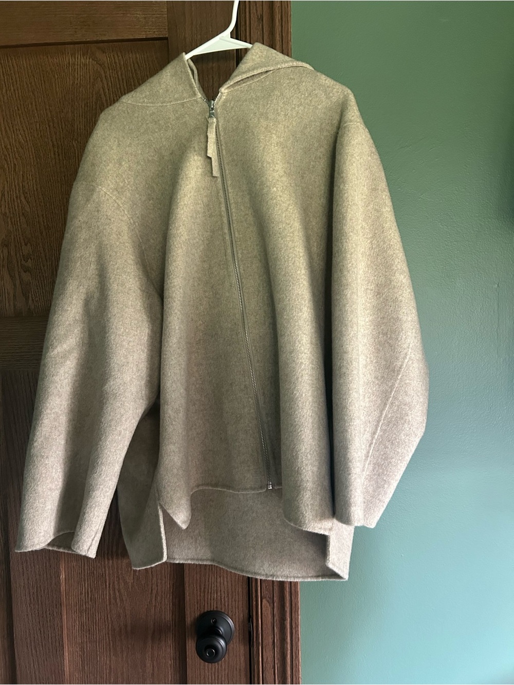 100% wool oversized zip up hoodie